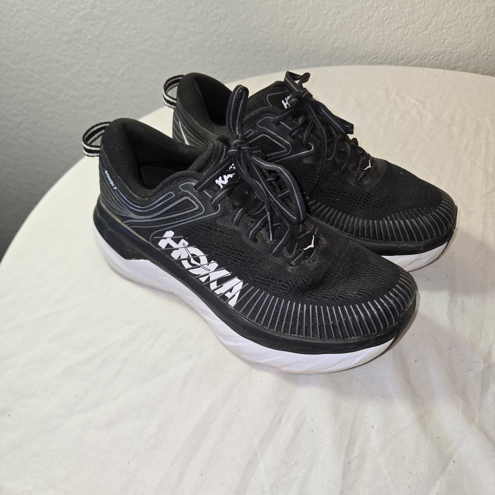 HOKA Bandi 7 Black and White Running Shoes